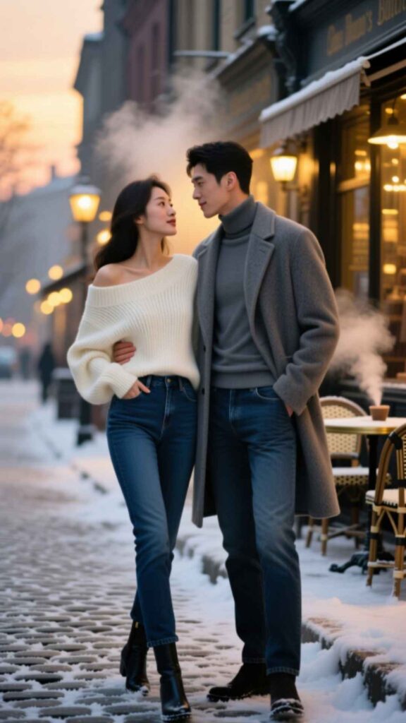 Off-Shoulder Sweater with Jeans