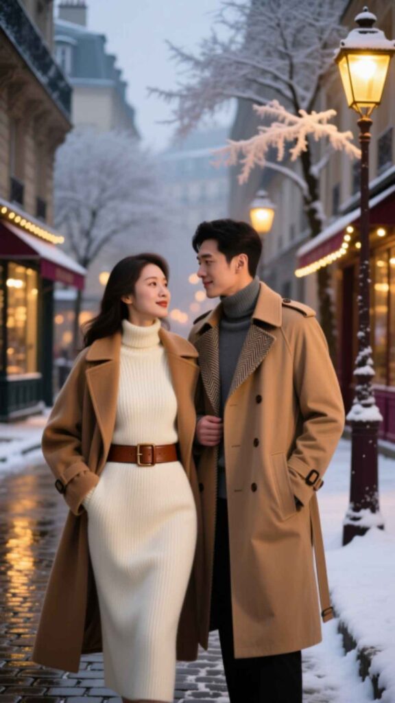 Knit Dress with Belt and Coat