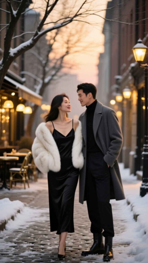  Faux Fur Jacket with Slip Dress