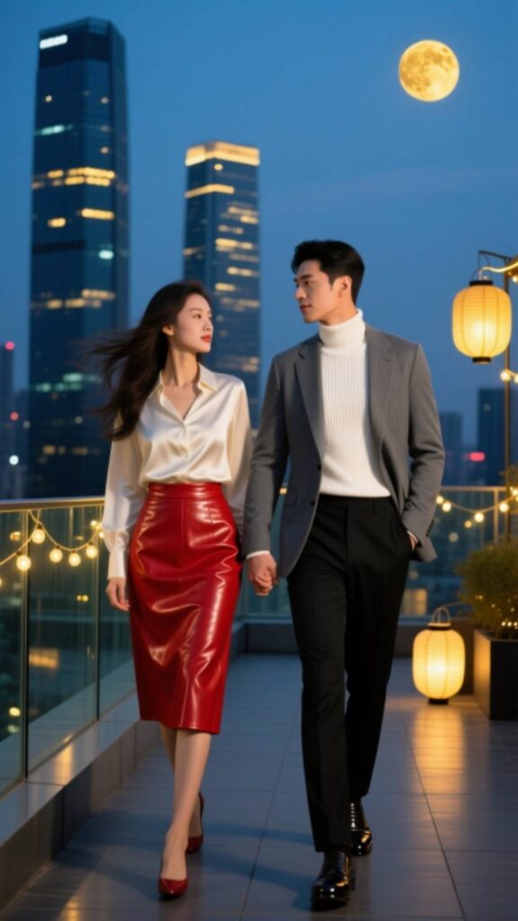 Faux Leather Skirt with Blouse