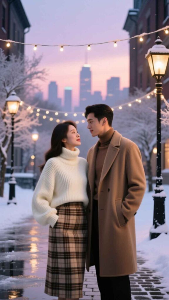 Plaid Skirt with Oversized Sweater