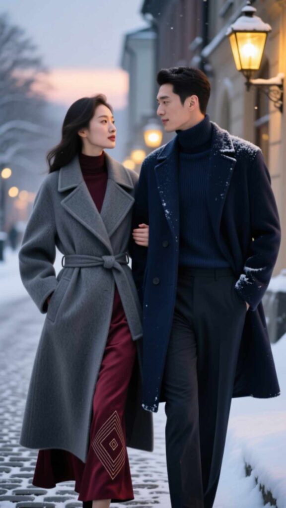Wool Coat with Midi Dress
