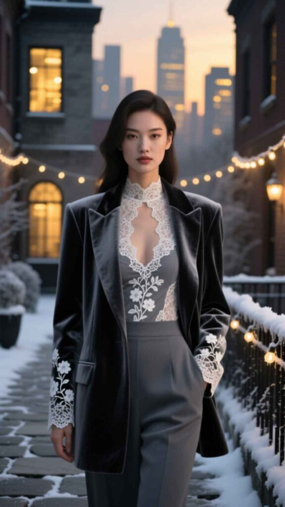 Lace Top Under a Blazer