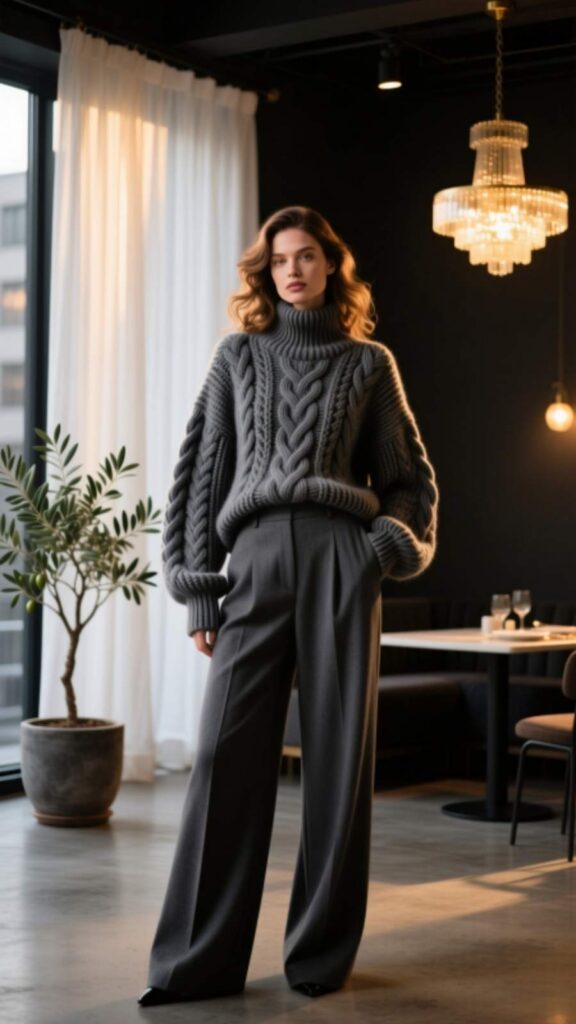 Statement Sweater and Wide-Leg Pants