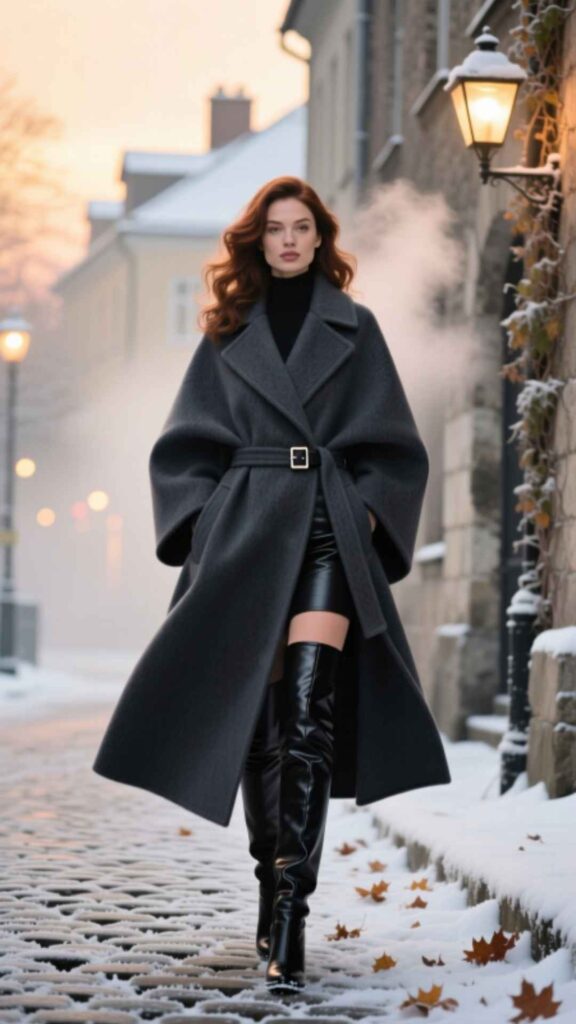 Cape Coat with Tall Boots