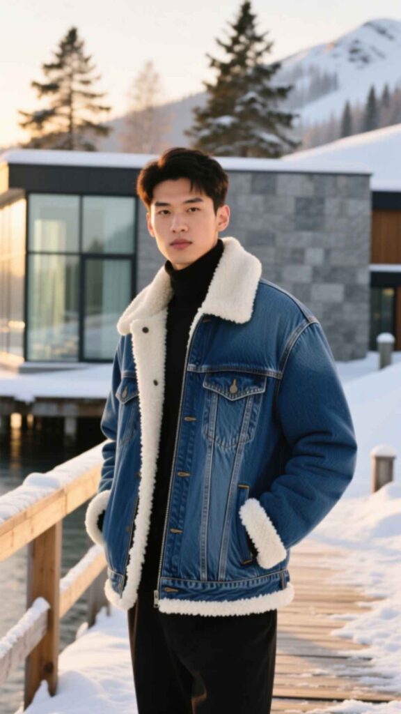 Sherpa Jacket with Denim