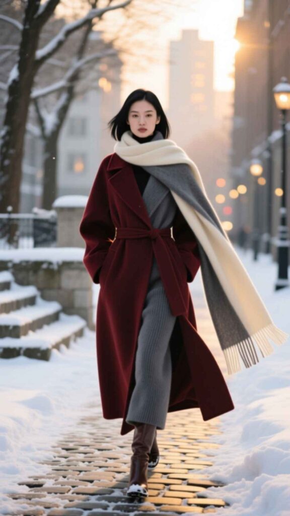 Maxi Coat with Wide Scarf