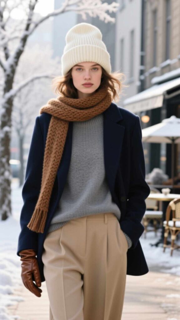  Knit Beanie with Layered Outfit