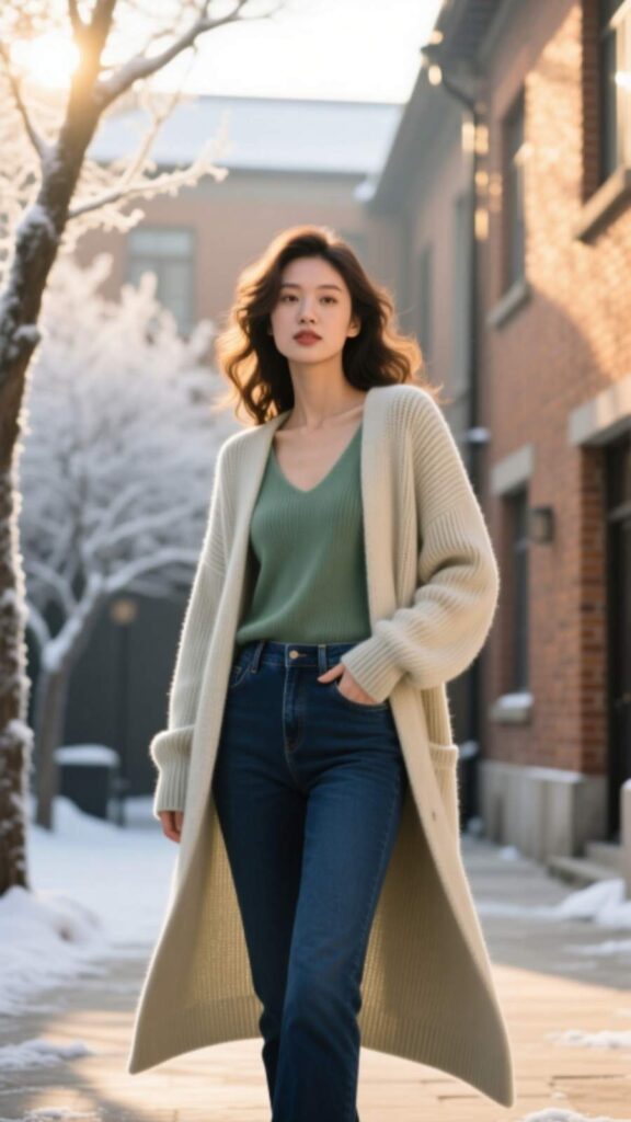Longline Cardigan with Jeans