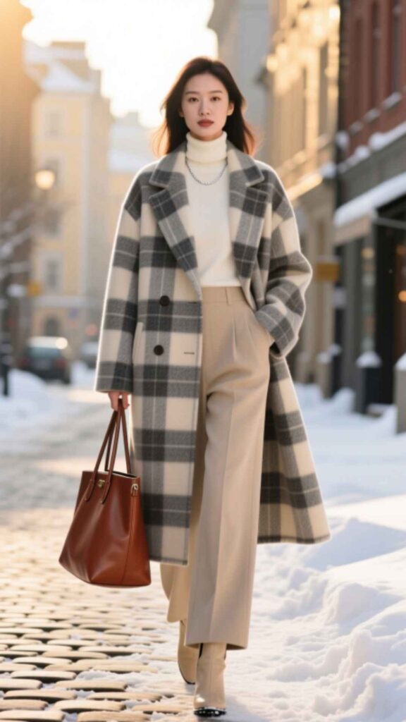Plaid Coat with Neutral Basics
