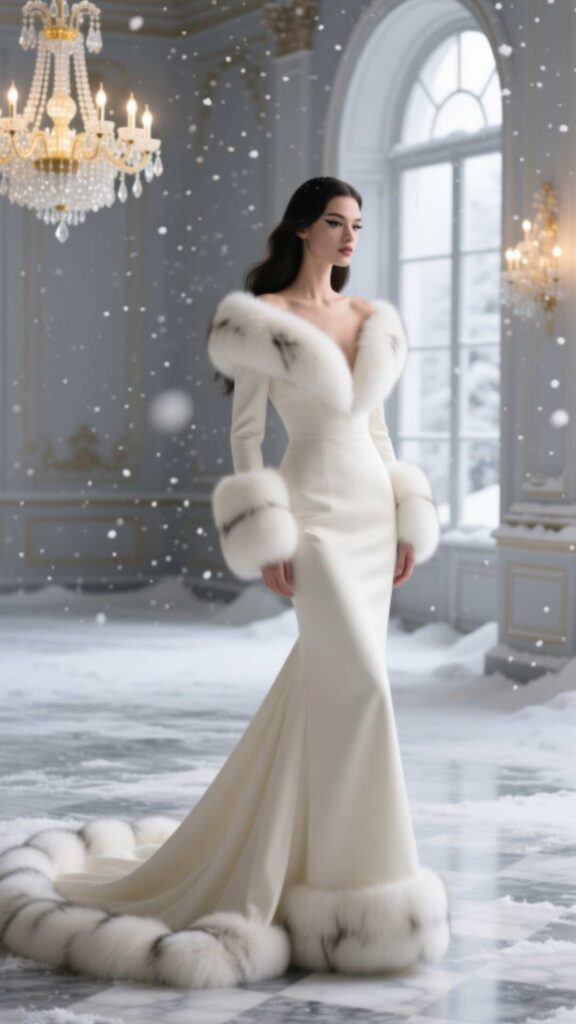 Faux Fur Trimmed Gown