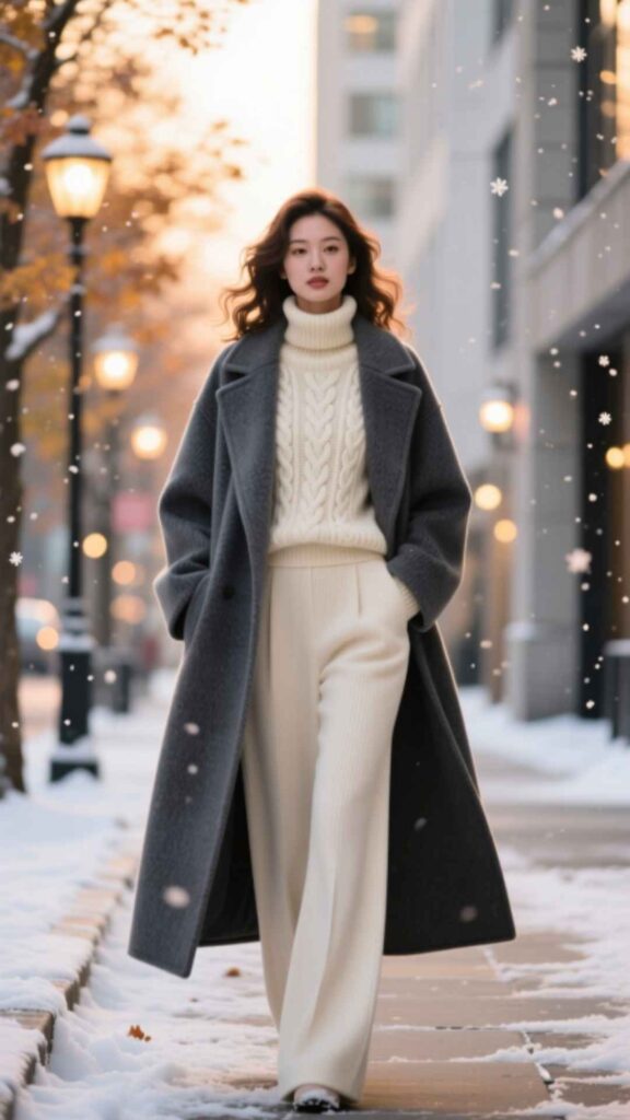 Knit Set with Long Coat