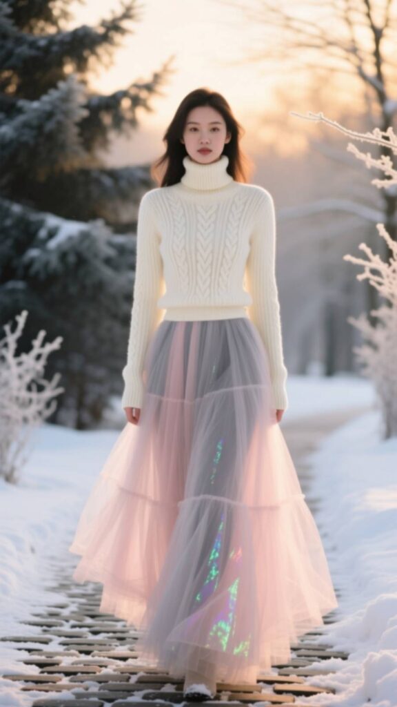 Tulle Skirt with Fitted Sweater