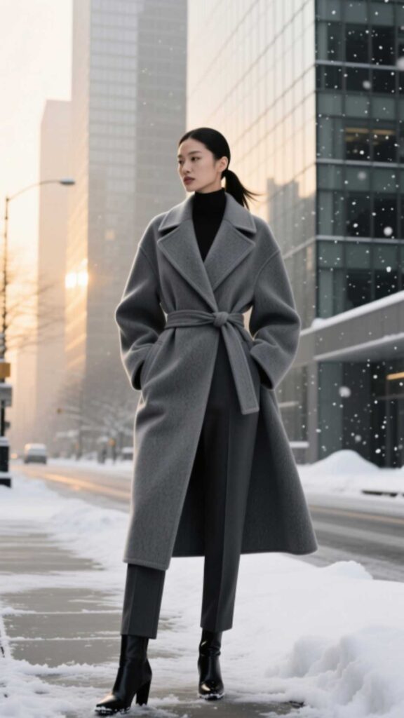 Monochrome Outfit with Statement Coat