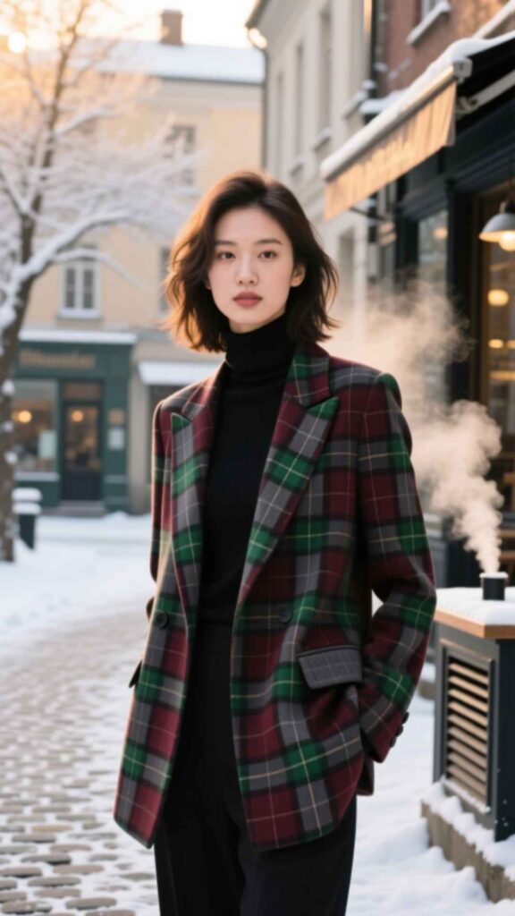 Plaid Blazer and Turtleneck