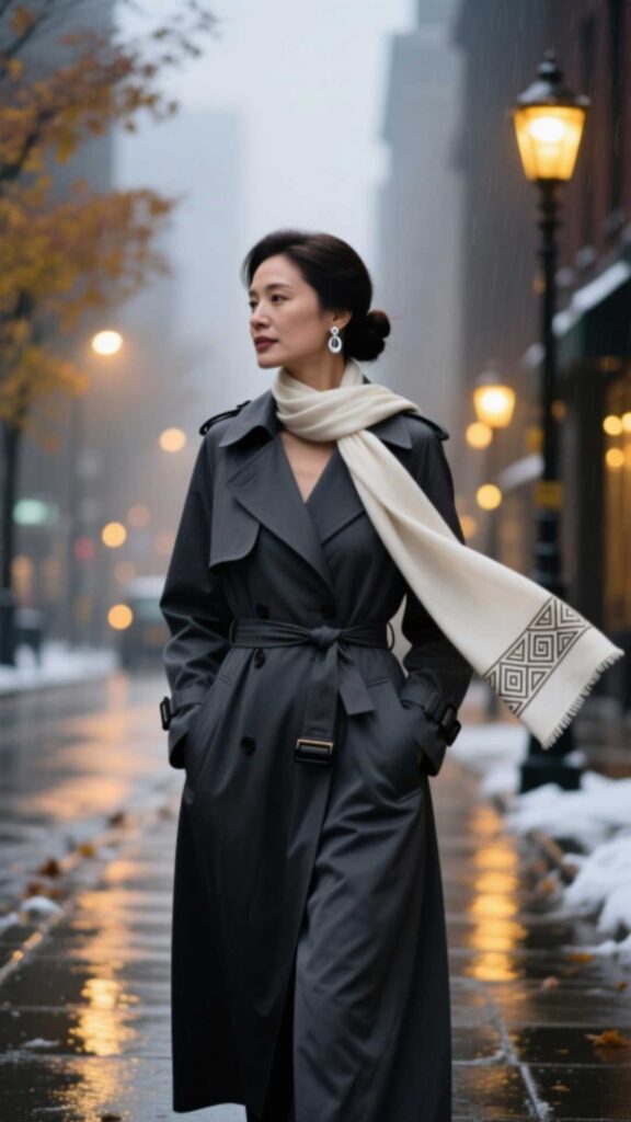 Trench Coat with Scarf