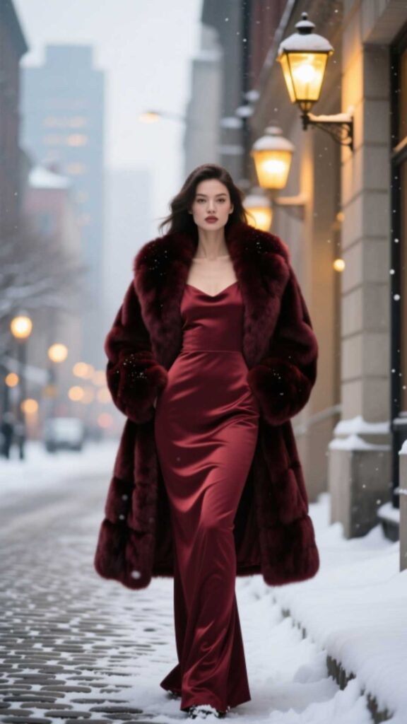 Faux Fur Coat with Dress