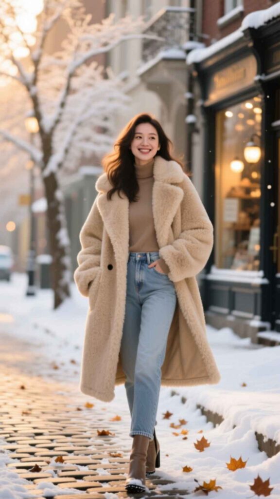 Teddy Coat with Jeans