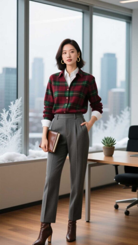 Flannel Shirt and Tailored Pants