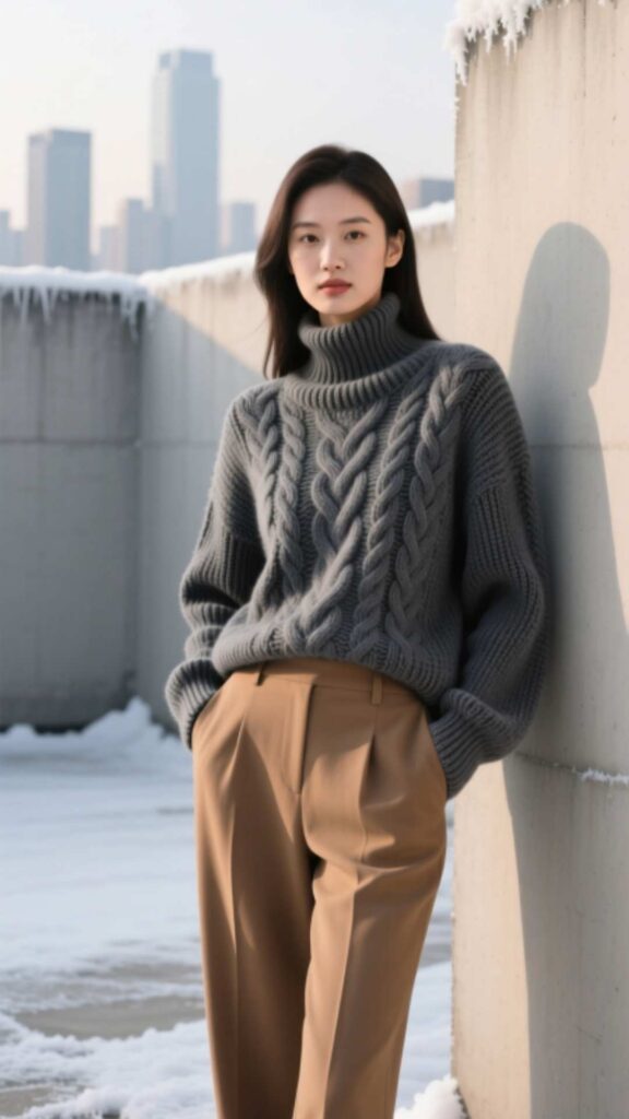 Chunky Sweater with Trousers