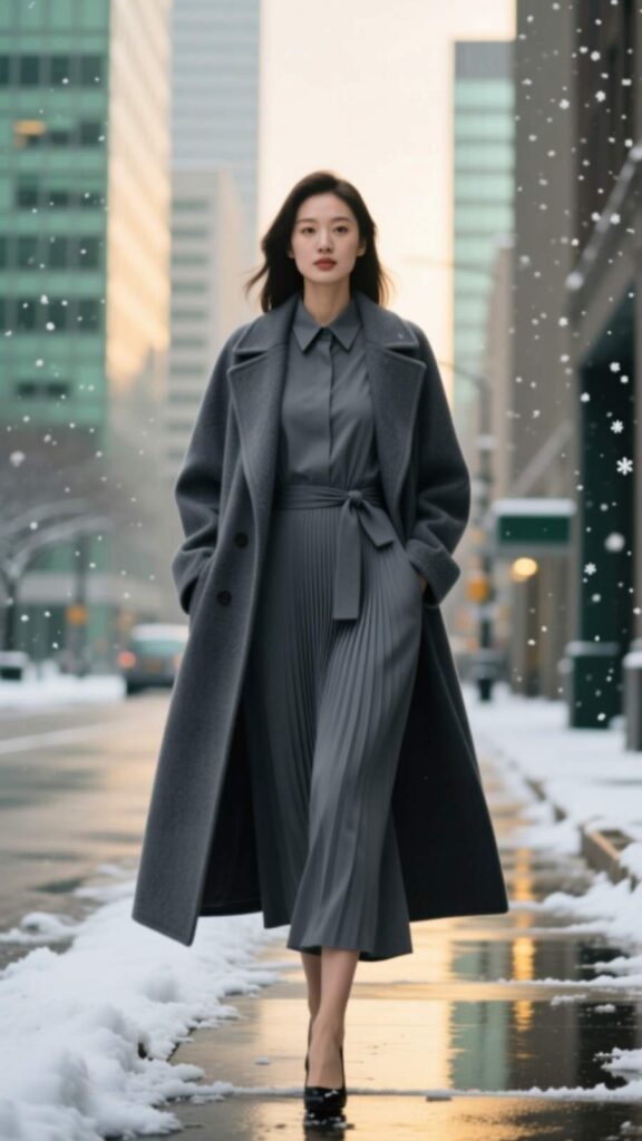 Shirt Dress with Long Coat
