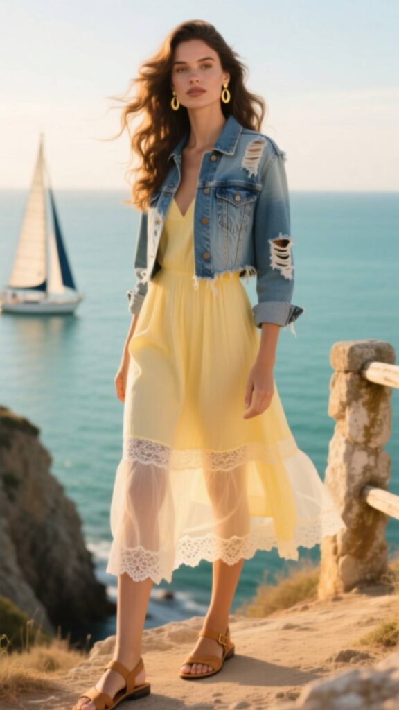 Denim Jacket with Summer Dress