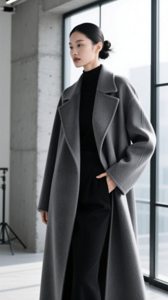 Long Coat with Monochrome Outfit