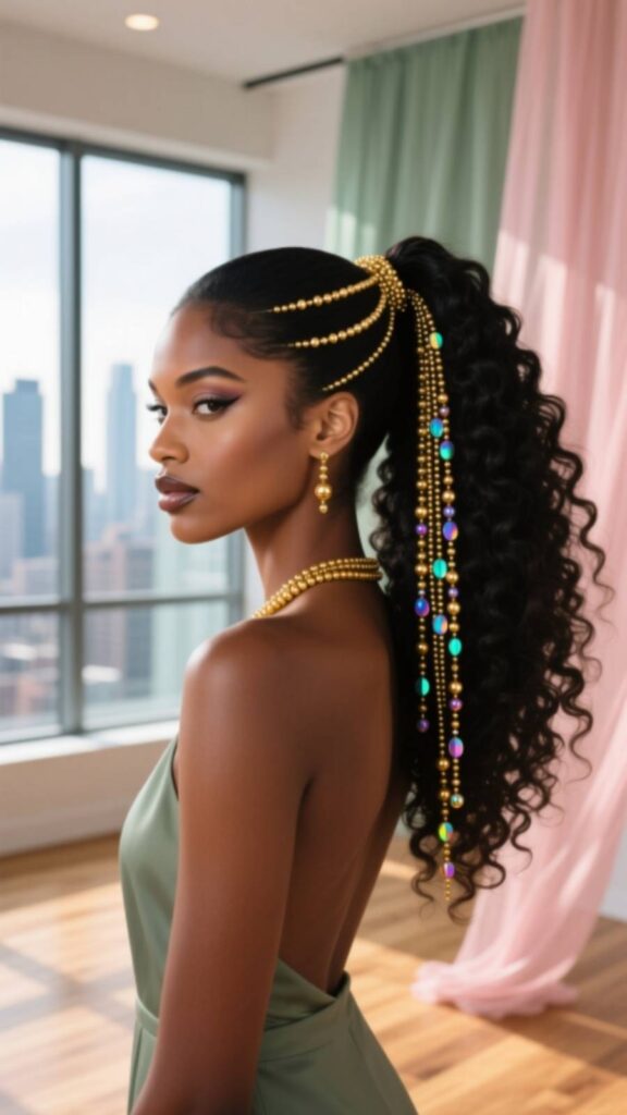 Ponytail with Beads