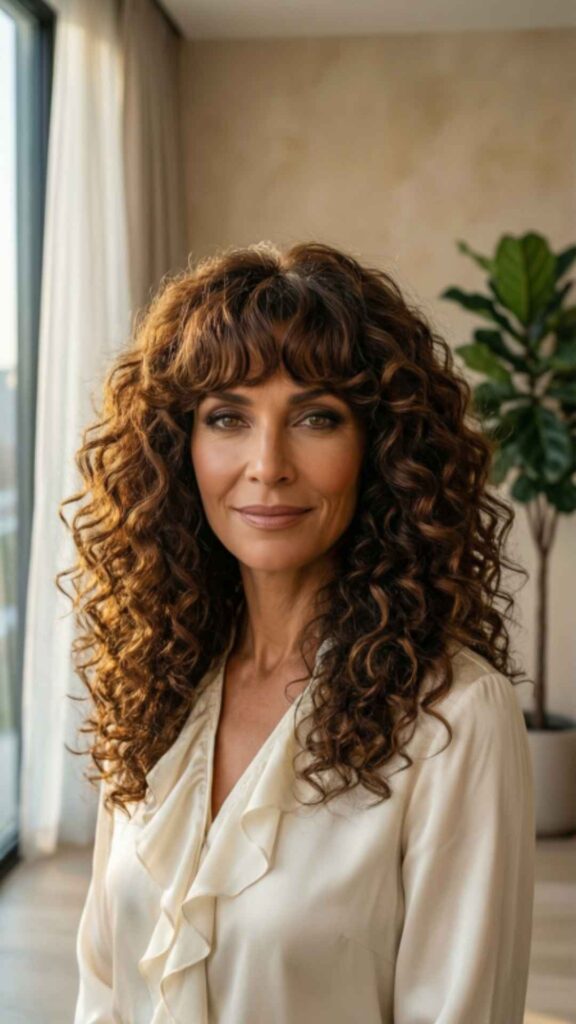 Curly Curtain Bangs