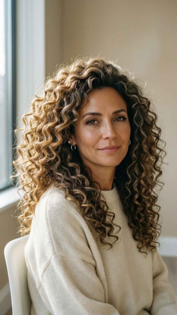 Curly Hair With Subtle Highlights
