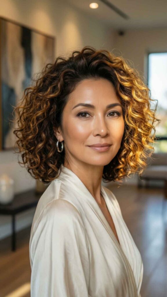 Curly Bob With Highlights