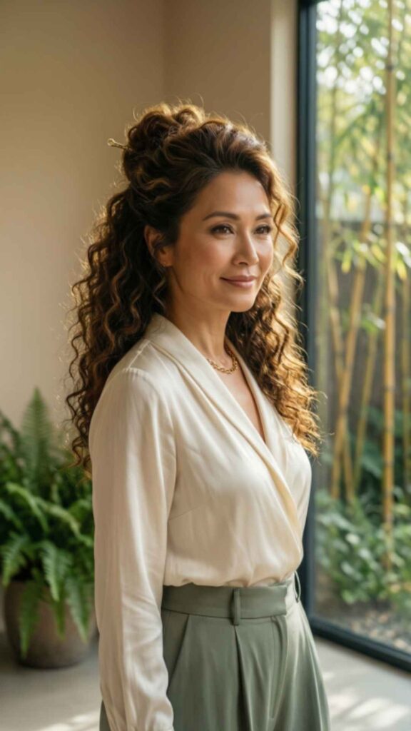 Curly Half-Up, Half-Down