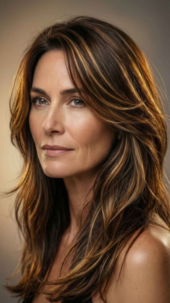 Textured Long Layers With Face Framing Highlights