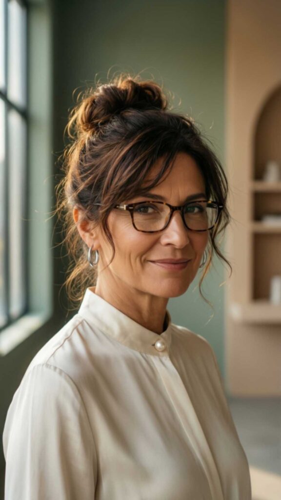 Messy Bun with Face-Framing Layers