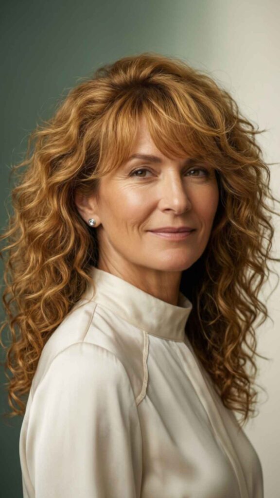 Voluminous Curls With Wispy Bangs