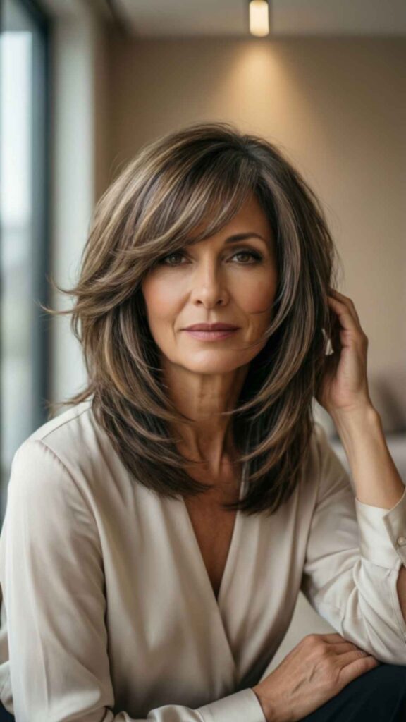 Asymmetrical Lob With Side Bangs