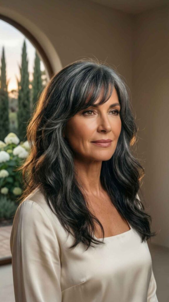 Soft Wavy Shoulder-Length Hair With Side Bangs