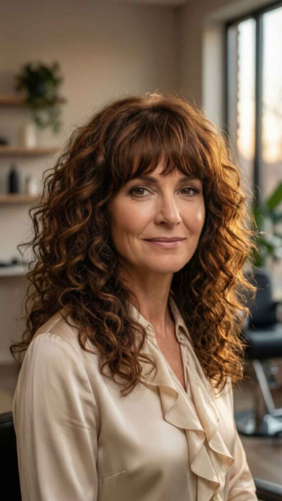 Curly Shoulder-Length Hair With Bangs