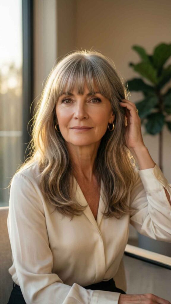 Medium Length Cut With Blunt Bangs