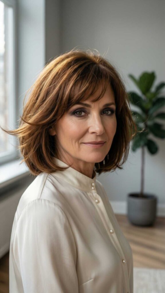 Neck Length Bob With Side Bangs