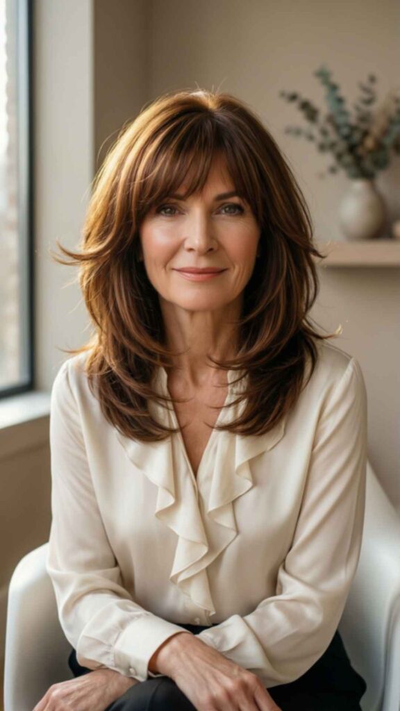 Layered Medium Cut With Soft Bangs