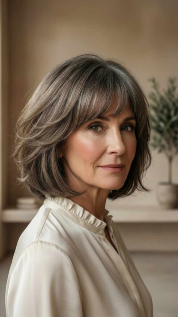 Short Layered Cut With Rounded Bangs