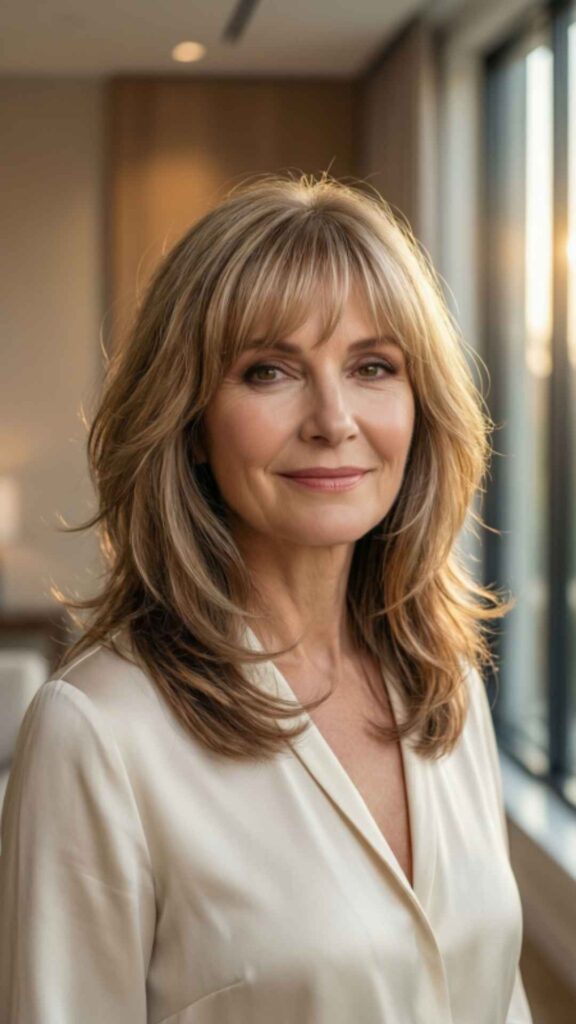 Shoulder Length Layers With Feathered Bangs