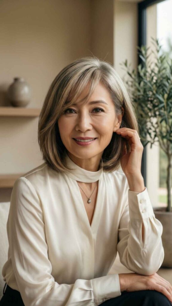 Chin Length Bob With Side Swept Bangs