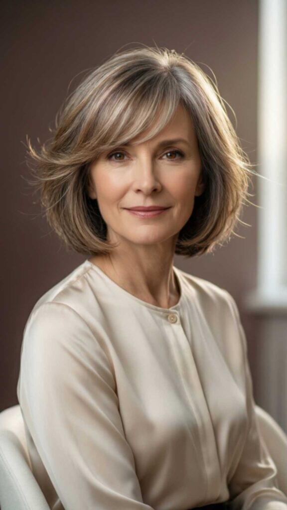 Side Swept Bangs with Bob