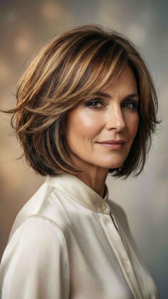 Layered Bob With Highlights And Lowlights