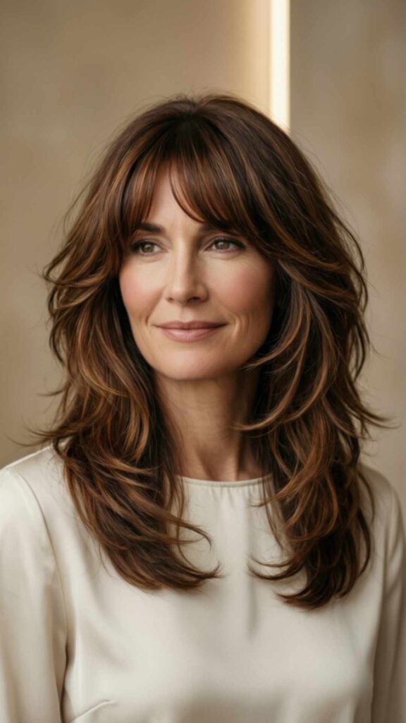 Layered Hair With Curtain Bangs