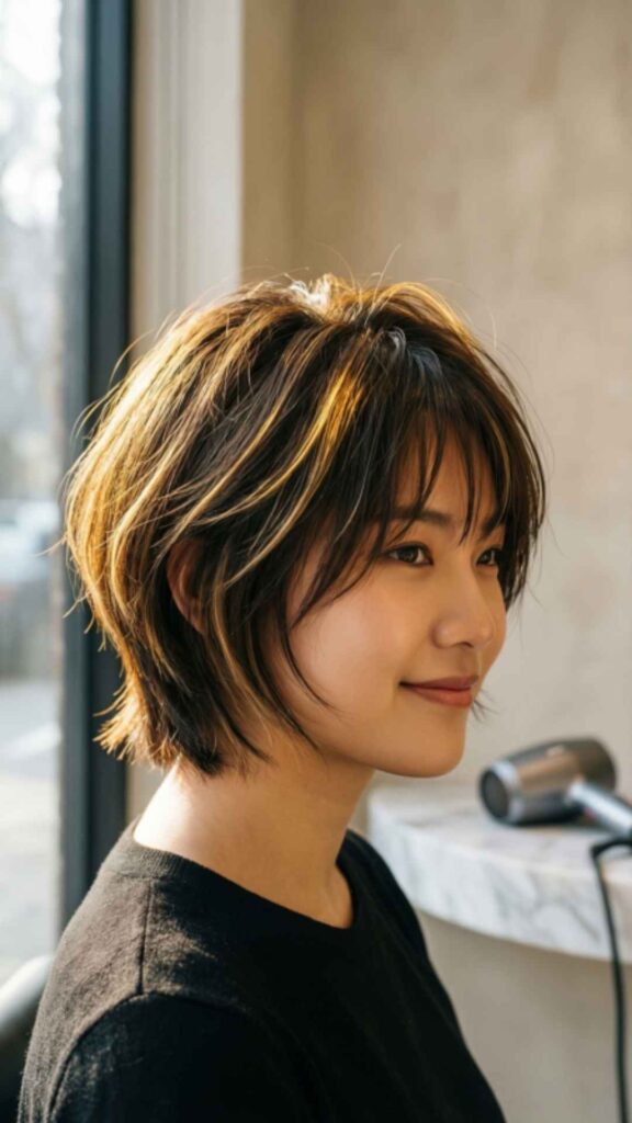 Short Layered Pixie with Highlights