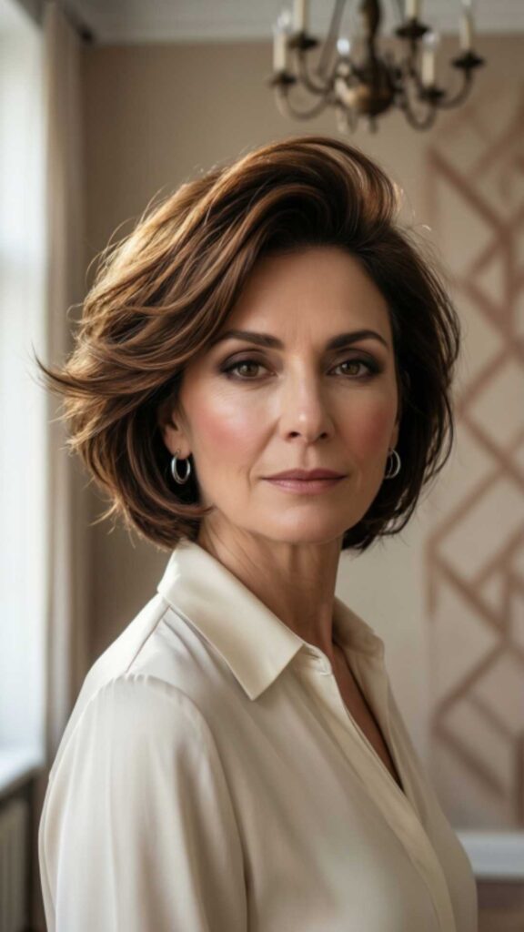 Short Layered Cut with Soft Crown Lift