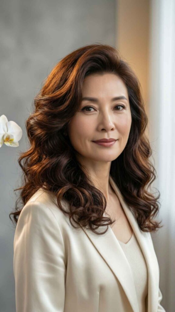 Soft Curls with Side Parting